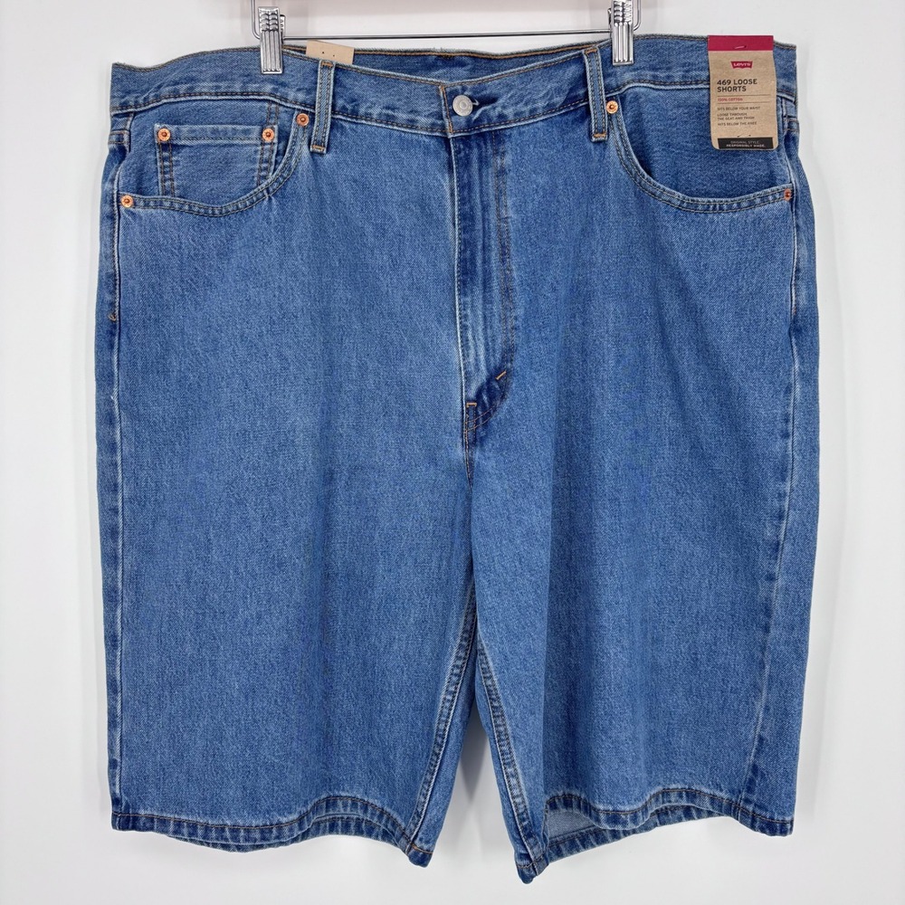 Levis 469 Loose Shorts Mens 42 Blue Denim 100% Cotton Baggy Dadcore Summer Jorts